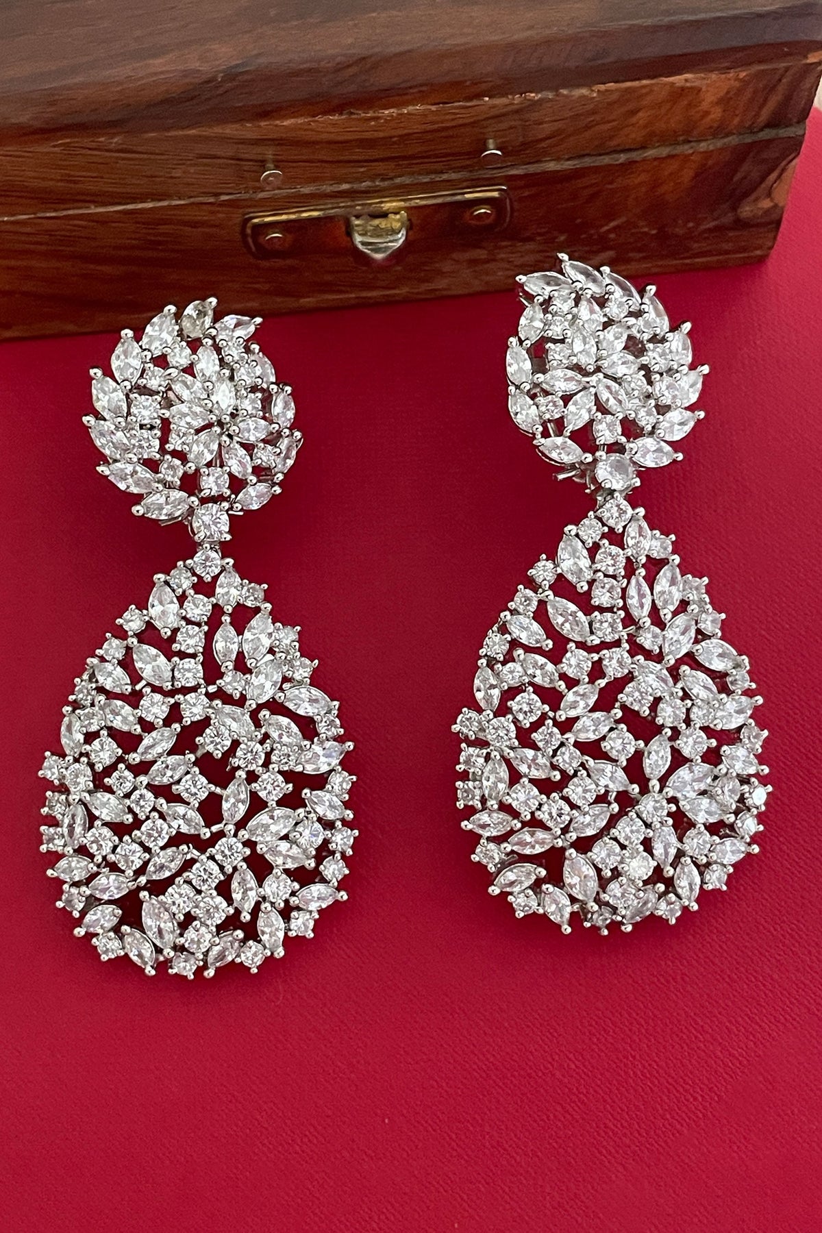 Designer White Floral Earrings 