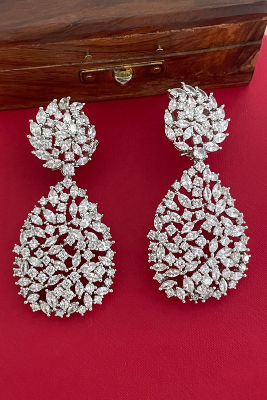 Designer White Floral Earrings 