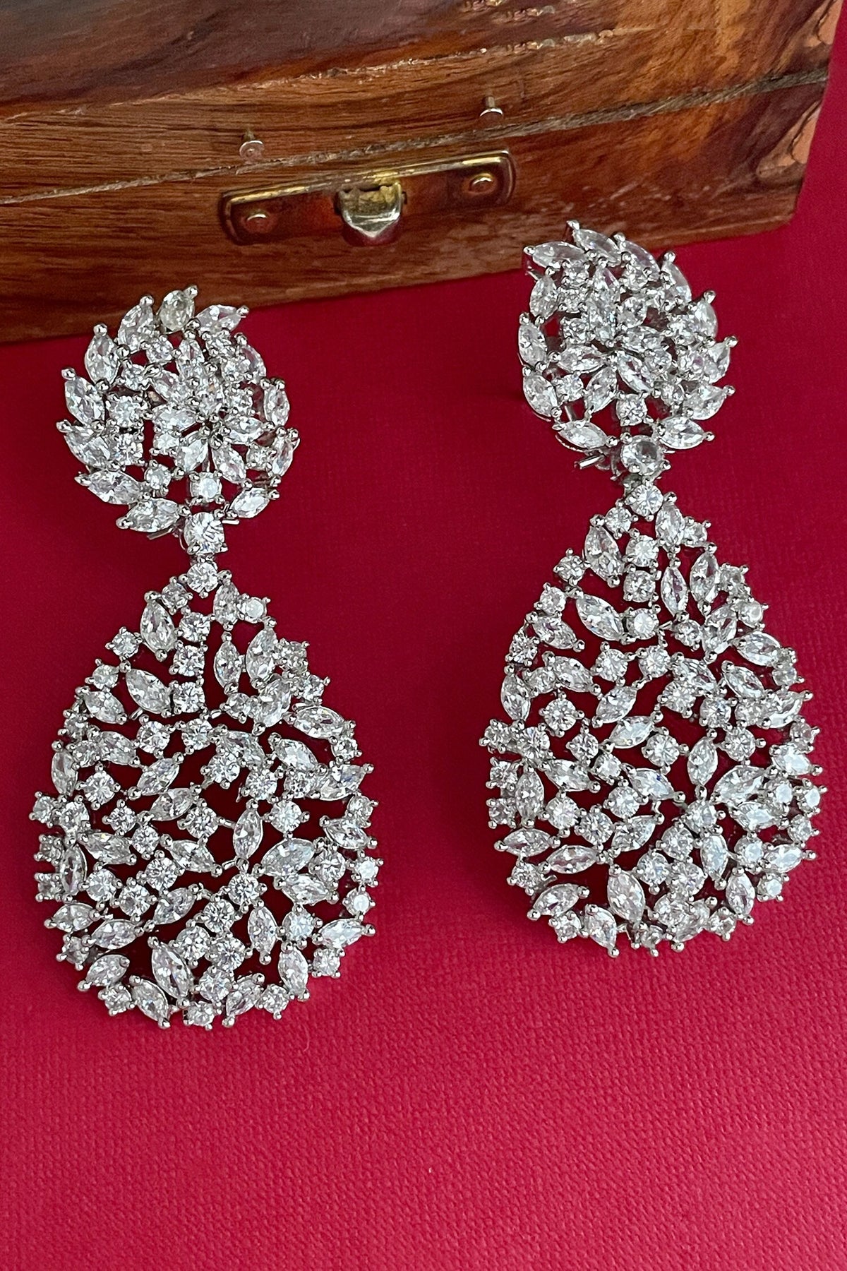 Designer White Floral Earrings 