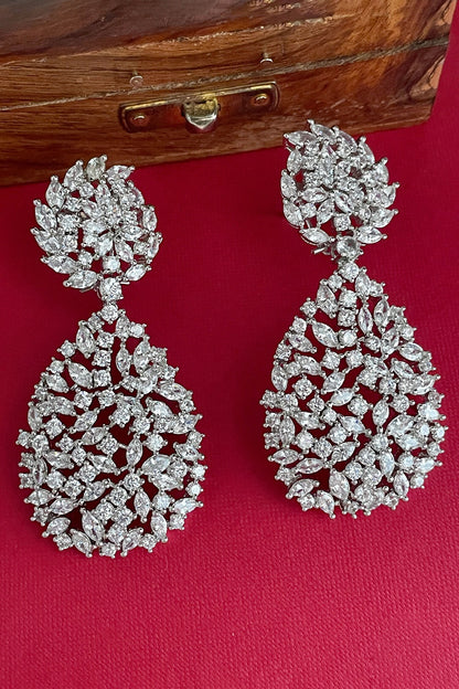 Designer White Floral Earrings 