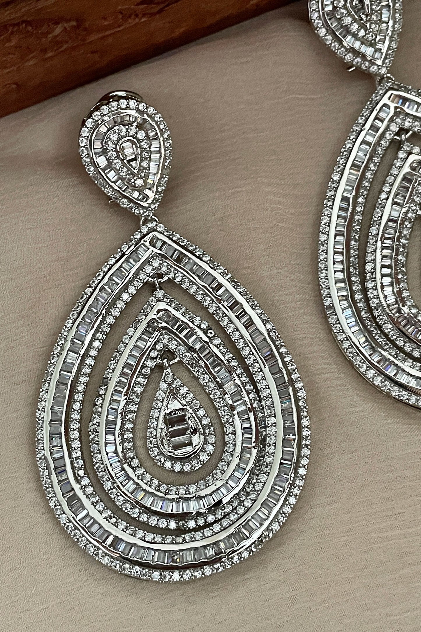 Designer White Teardrop Earrings 