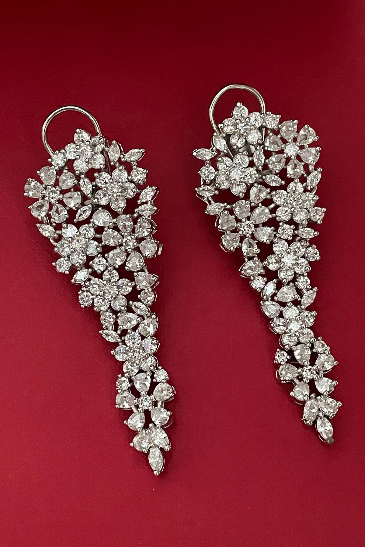 Floral Design Diamond Earrings 
