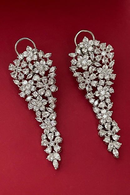 Floral Design Diamond Earrings 