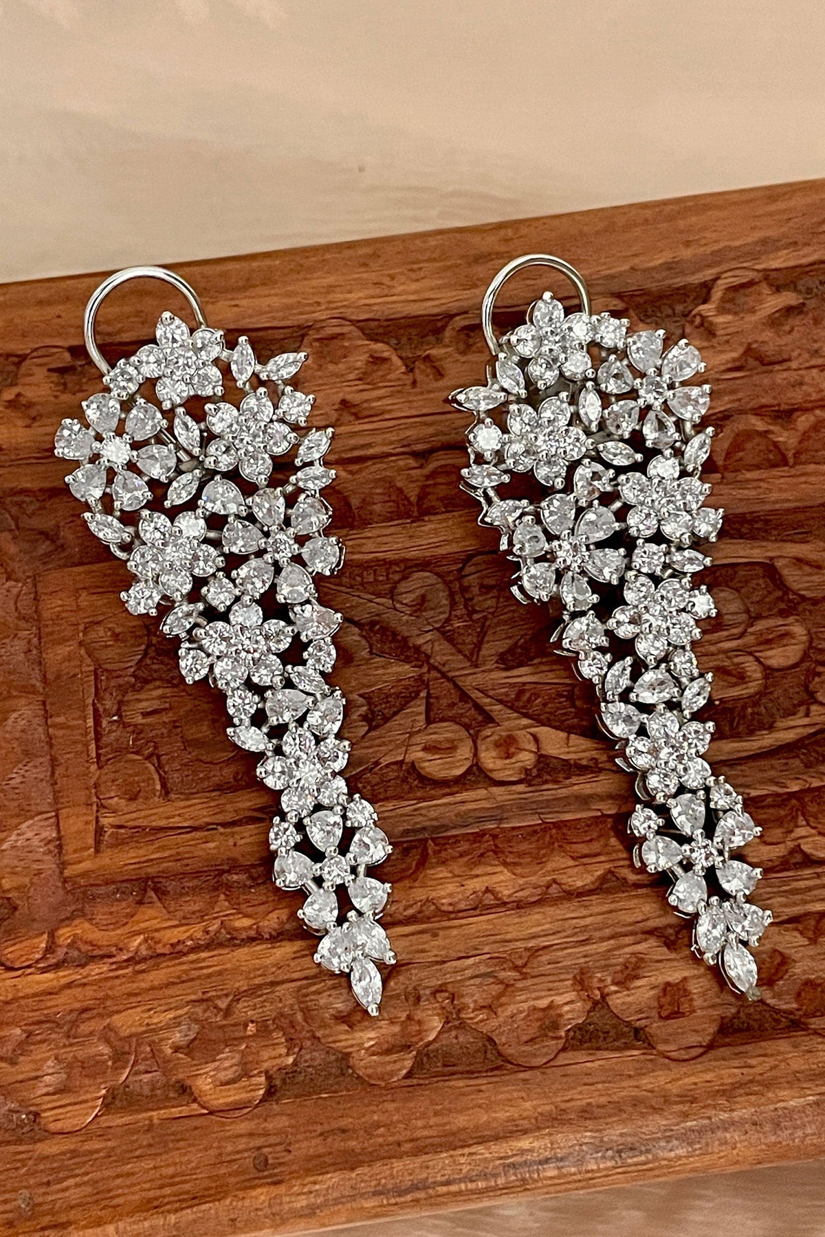 Floral Design Diamond Earrings 