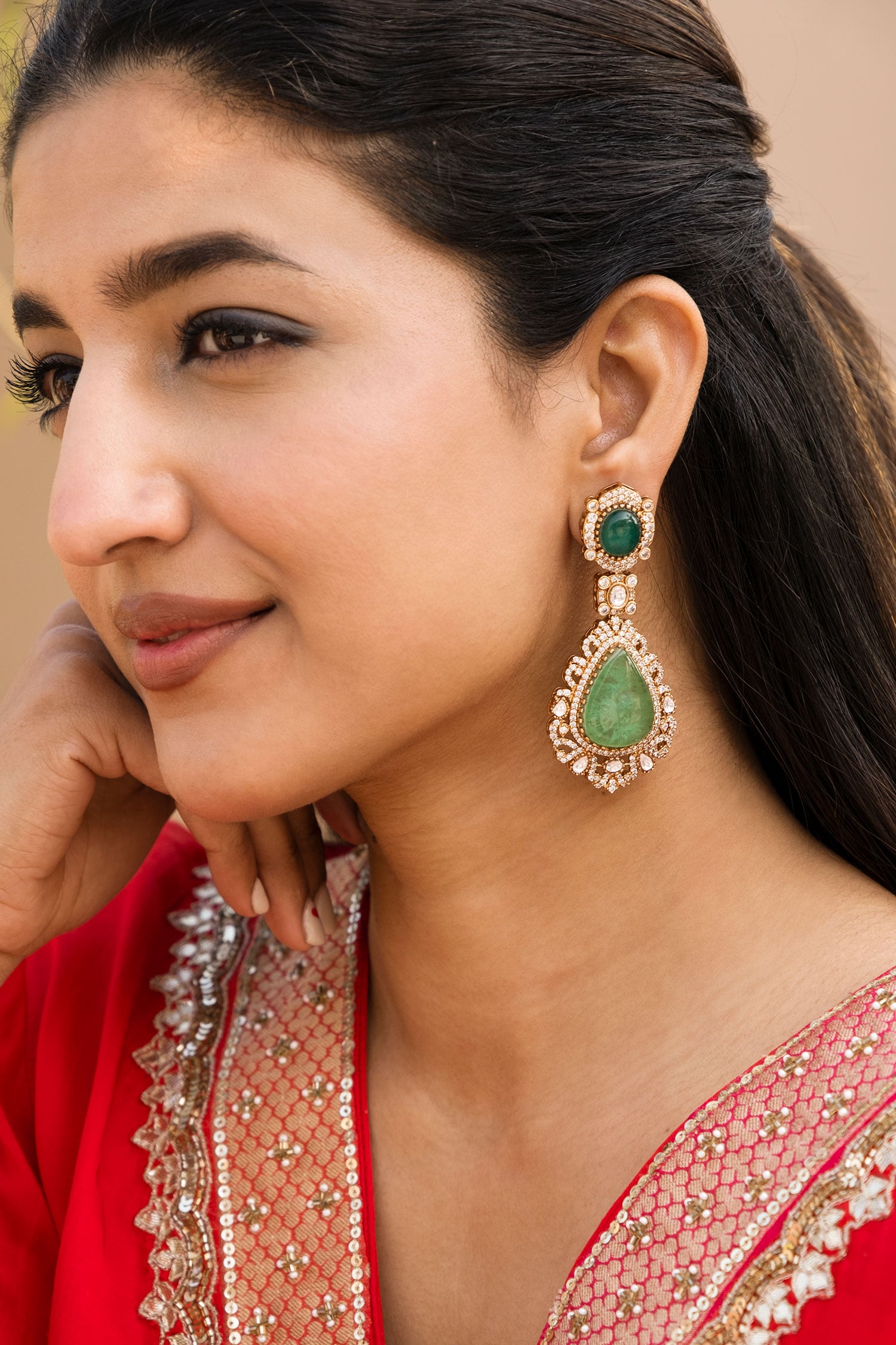 Designer Green Earrings 