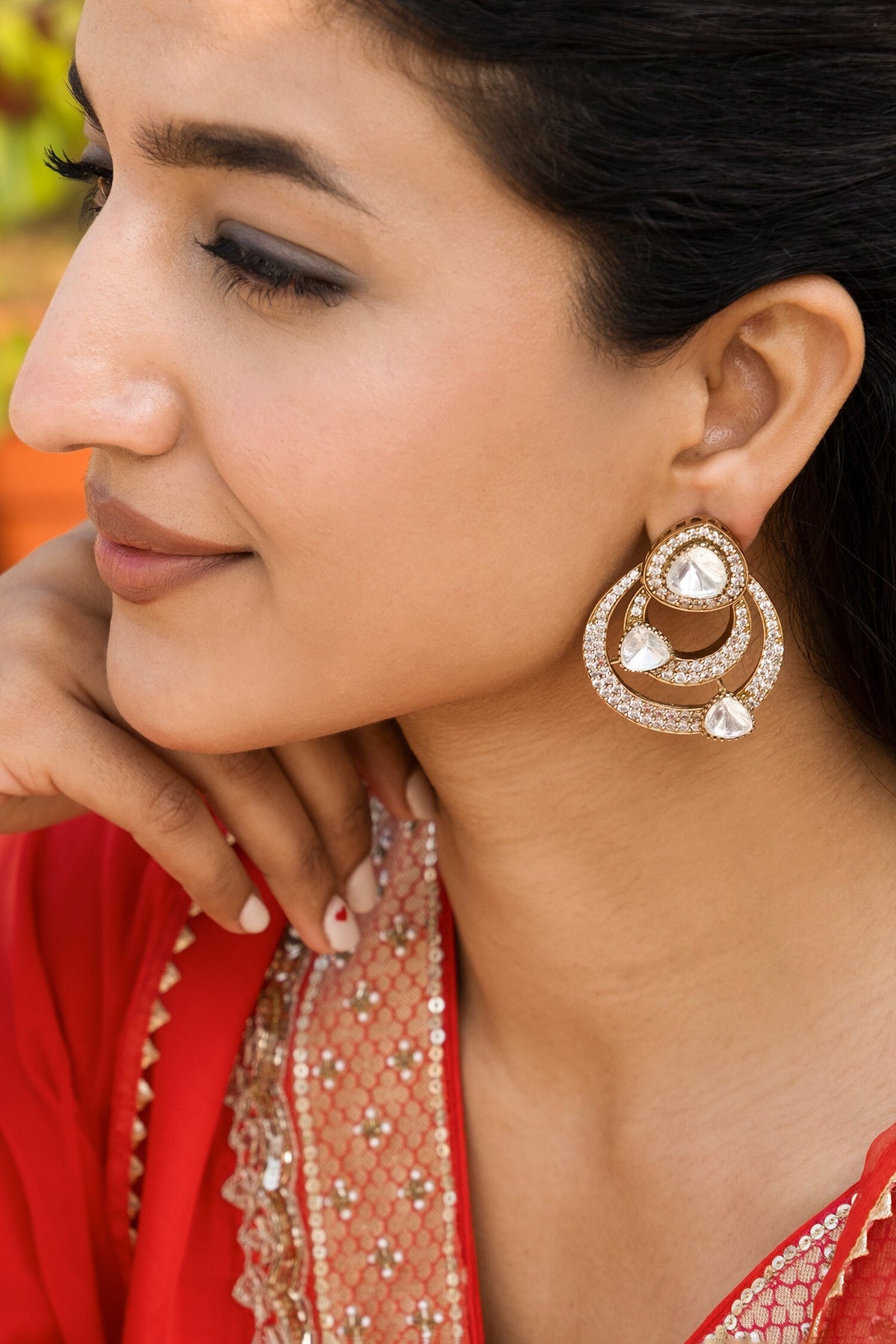 Designer White Stone Earrings 