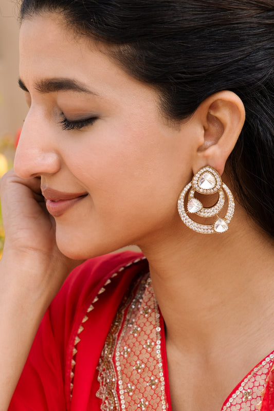 Designer White Stone Earrings 