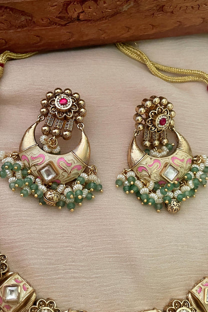 Green Designer Necklace & Earring Set 