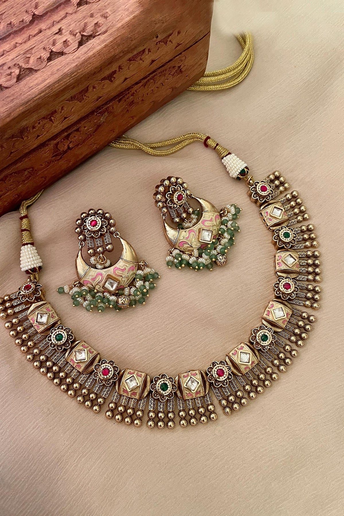Green Designer Necklace & Earring Set 