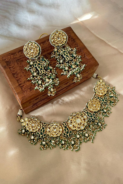 Green Designer Necklace & Earring Set 