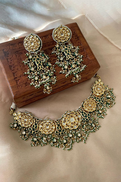 Green Designer Necklace & Earring Set 