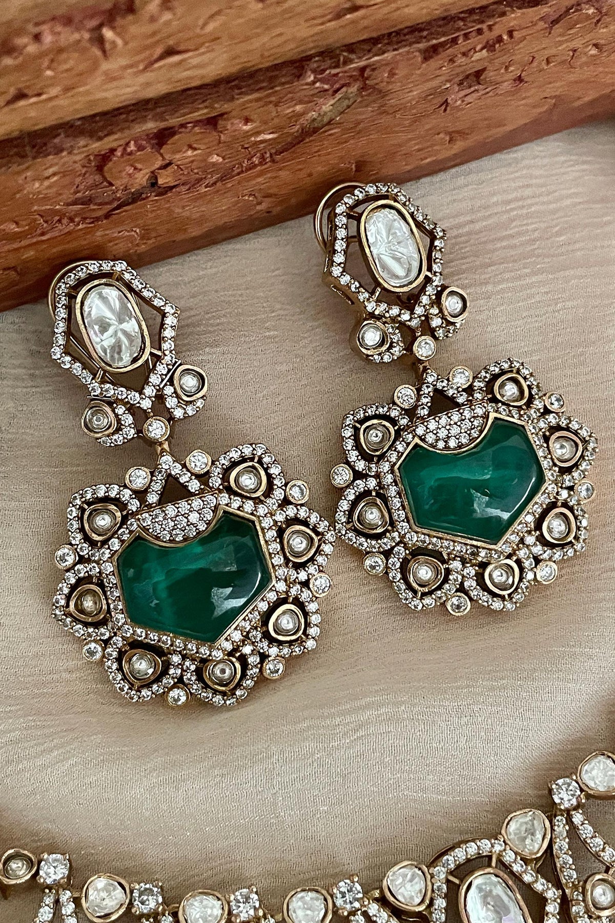 Green Designer Necklace & Earring Set 