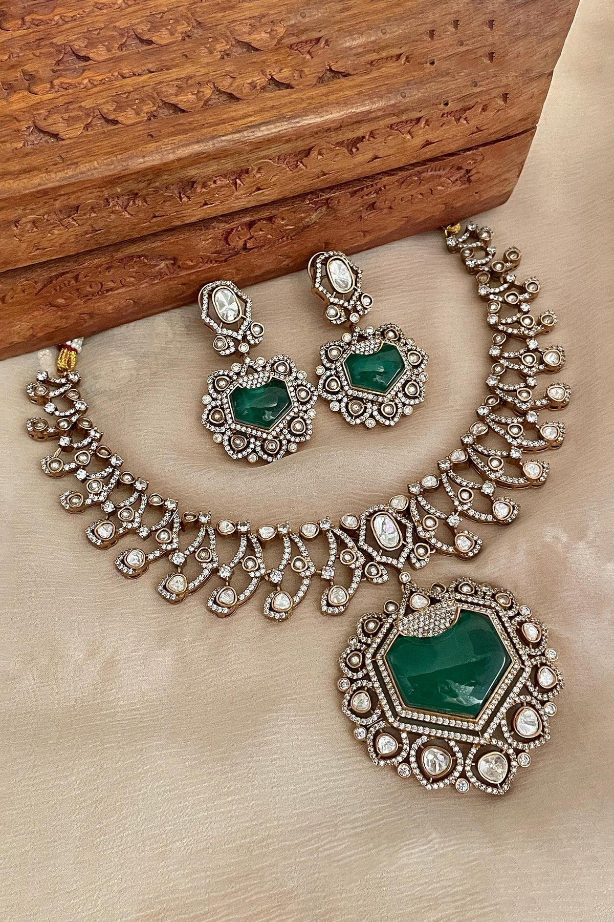 Green Designer Necklace & Earring Set 