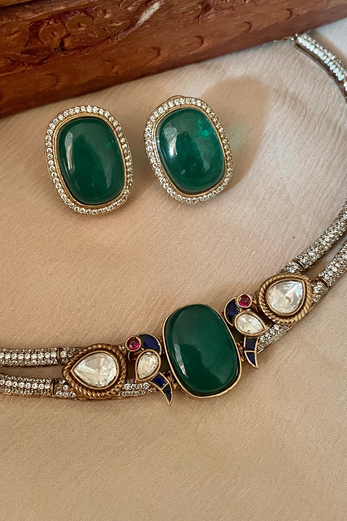 Designer Green Necklace & Earring Set 