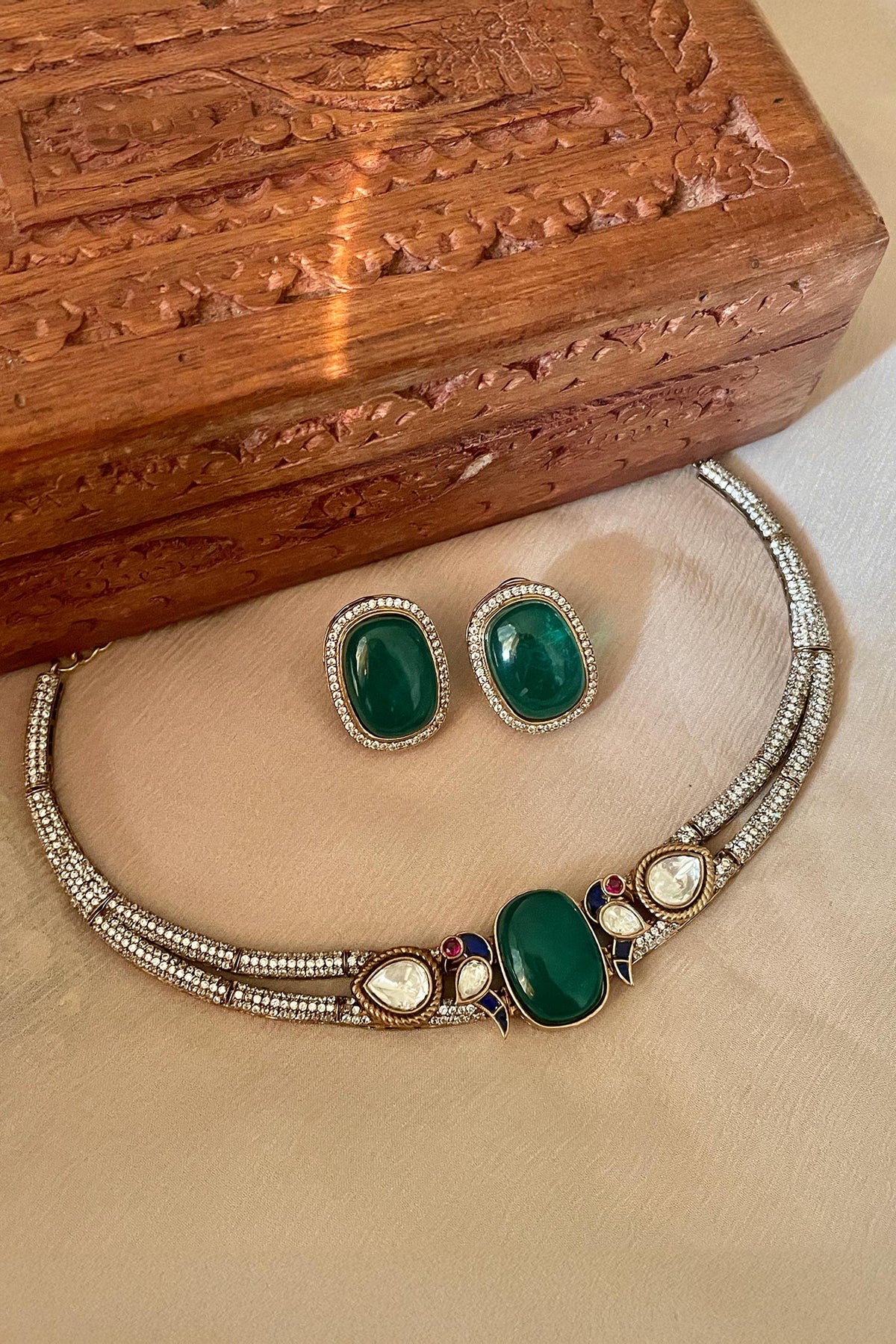 Designer Green Necklace & Earring Set 