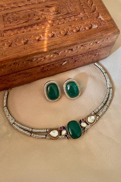 Designer Green Necklace & Earring Set 