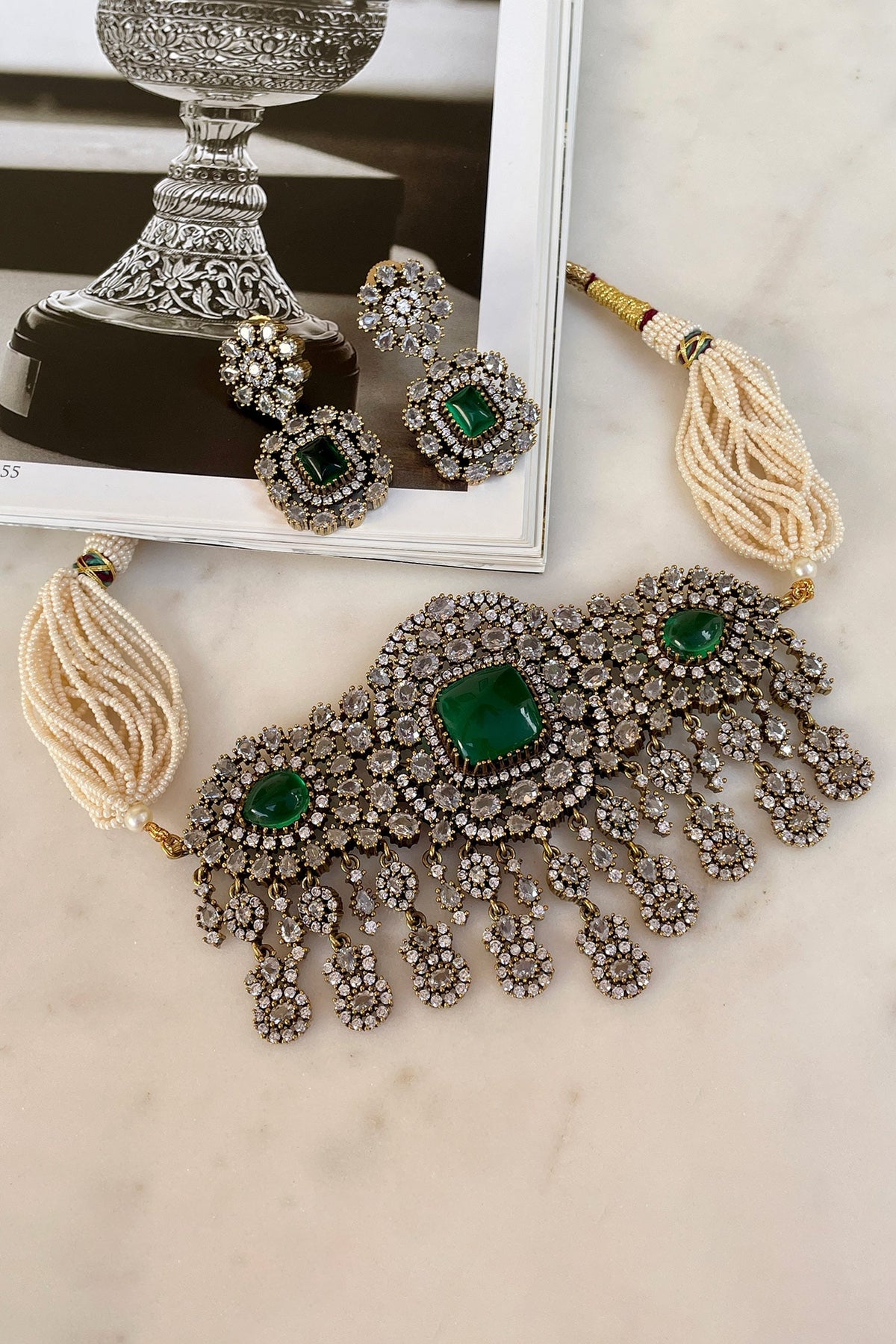 Designer Green Necklace & Earring Set 
