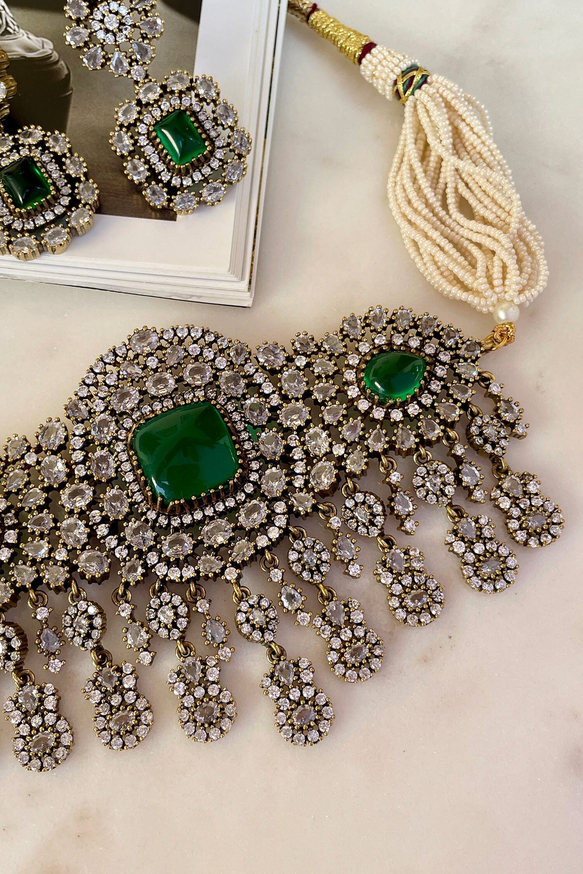 Designer Green Necklace & Earring Set 