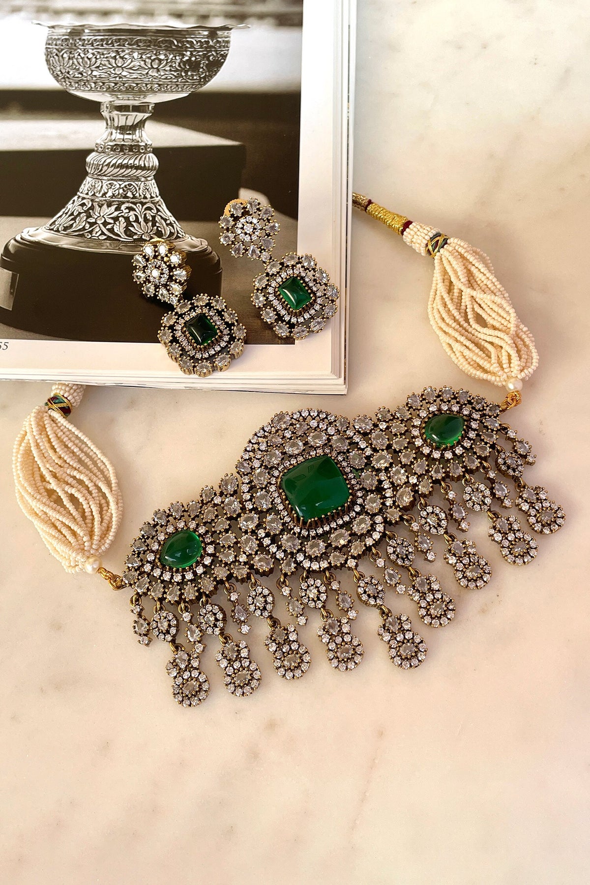 Designer Green Necklace & Earring Set 