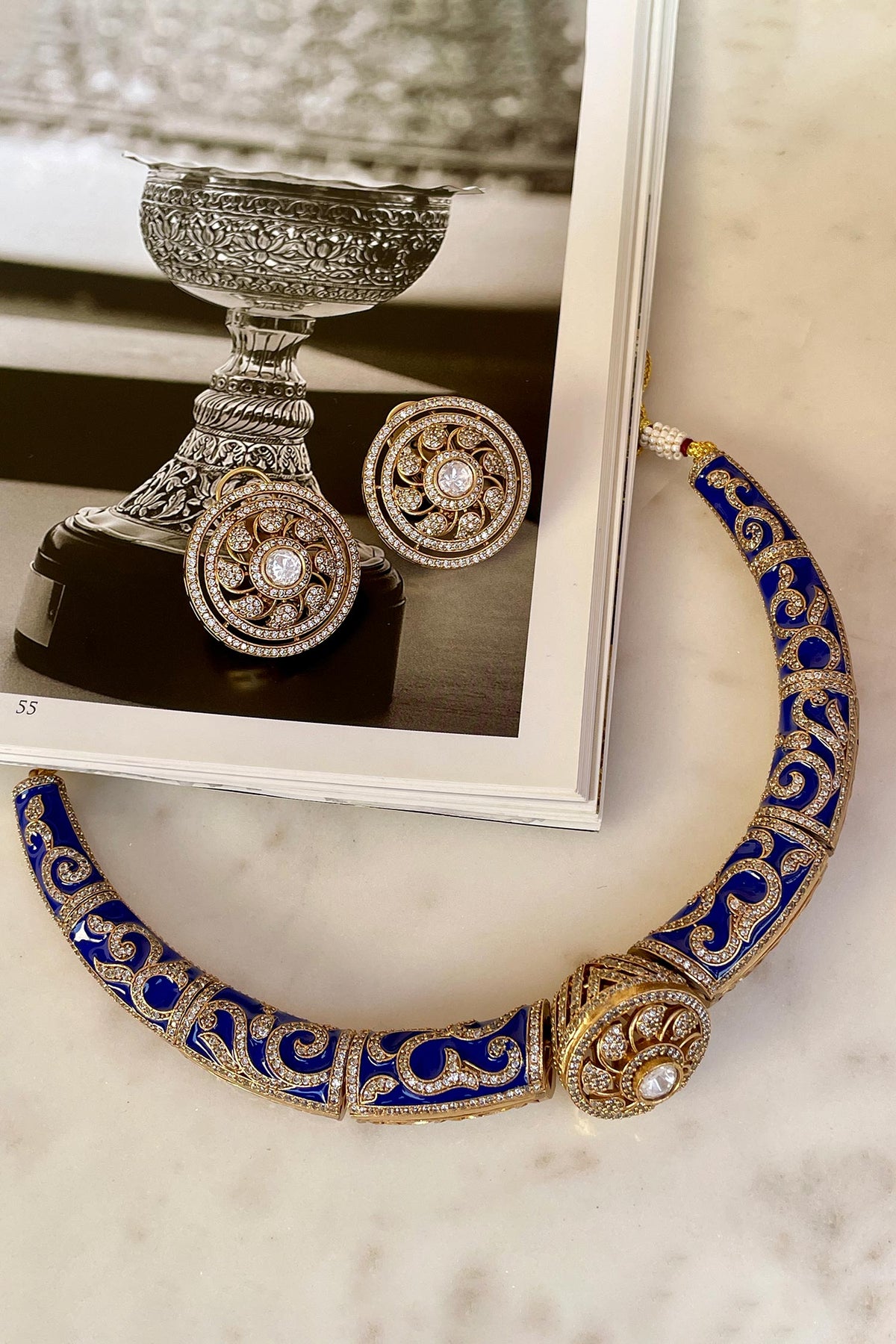Designer Blue Necklace & Earring Set 