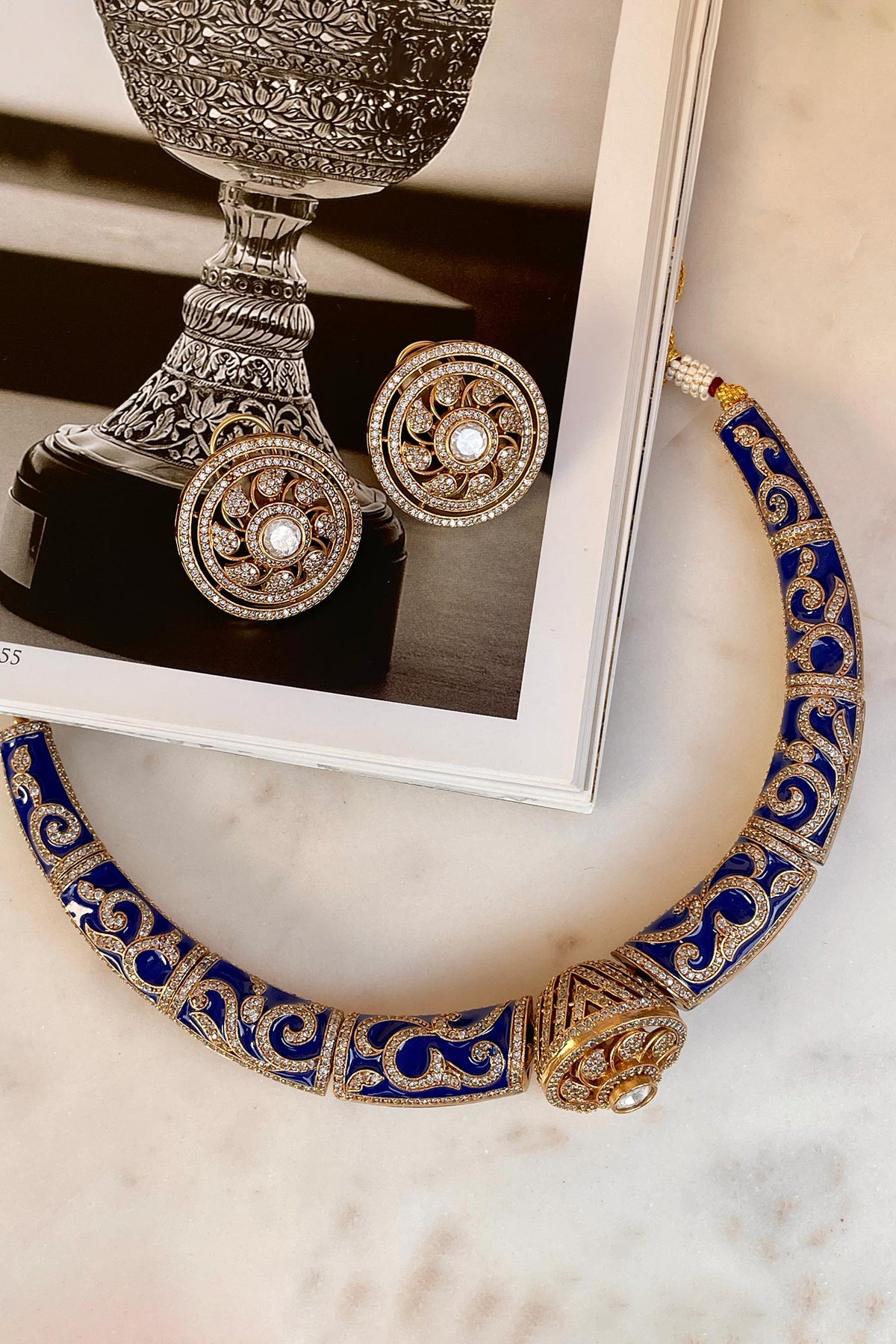 Designer Blue Necklace & Earring Set 