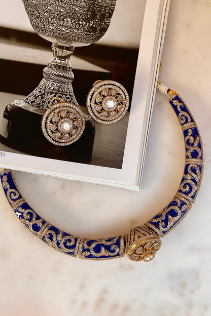 Designer Blue Necklace & Earring Set 