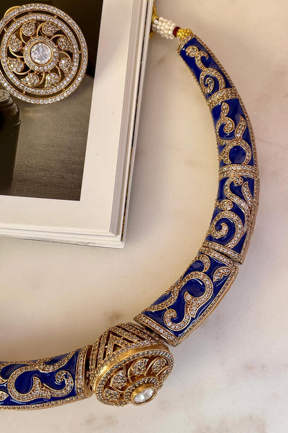 Designer Blue Necklace & Earring Set 