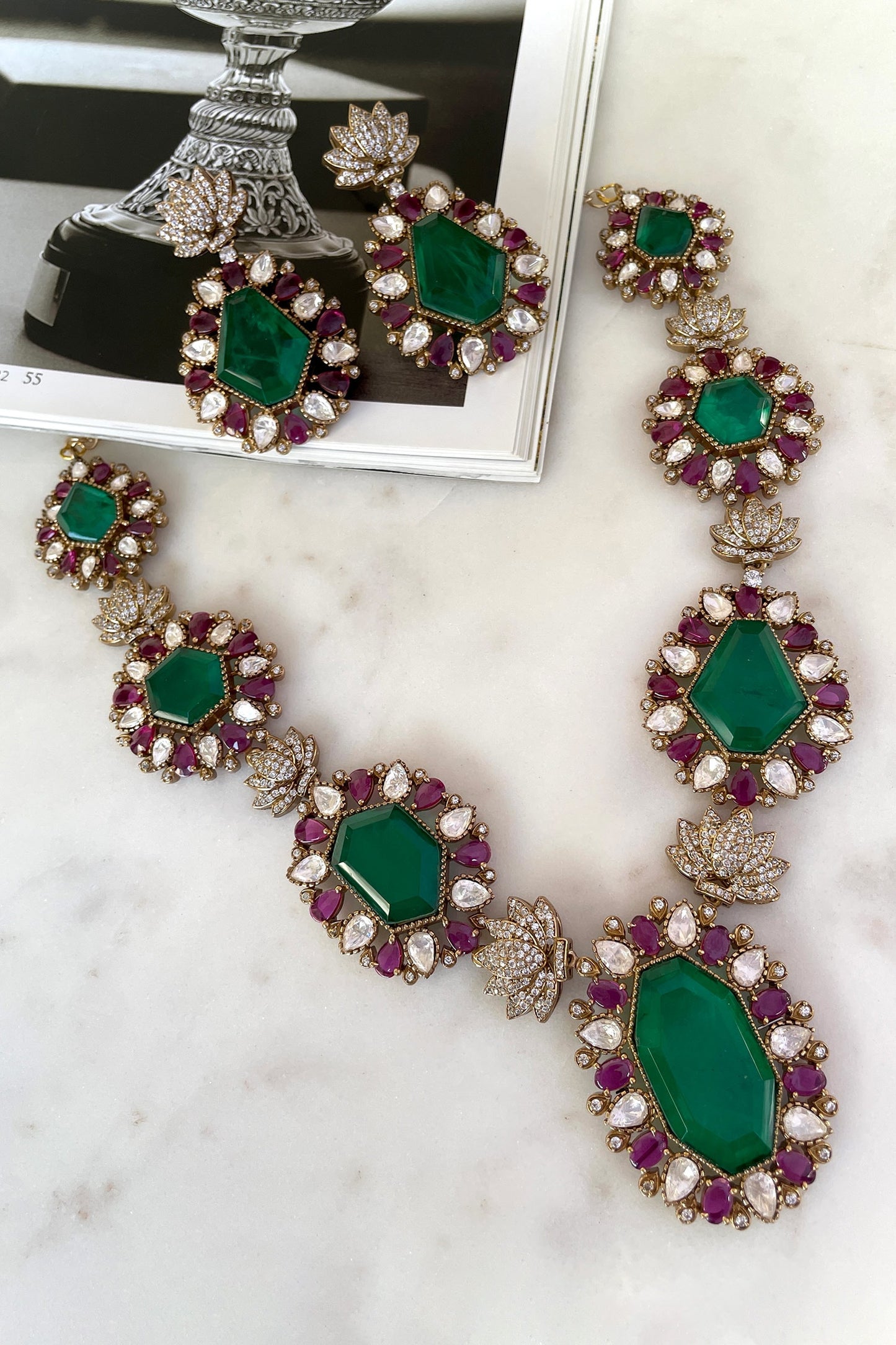 Green Designer Necklace & Earring Set 