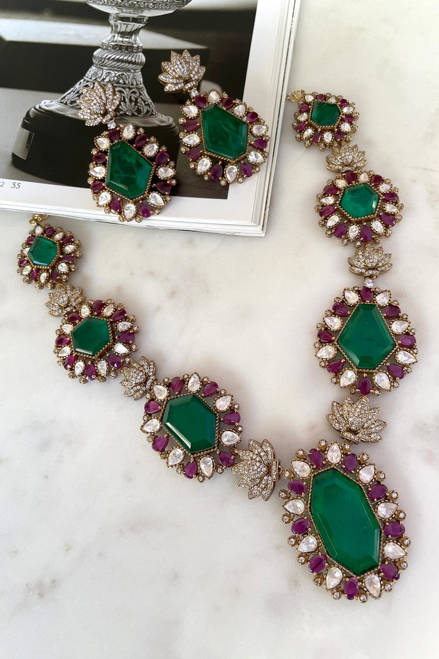Green Designer Necklace & Earring Set 