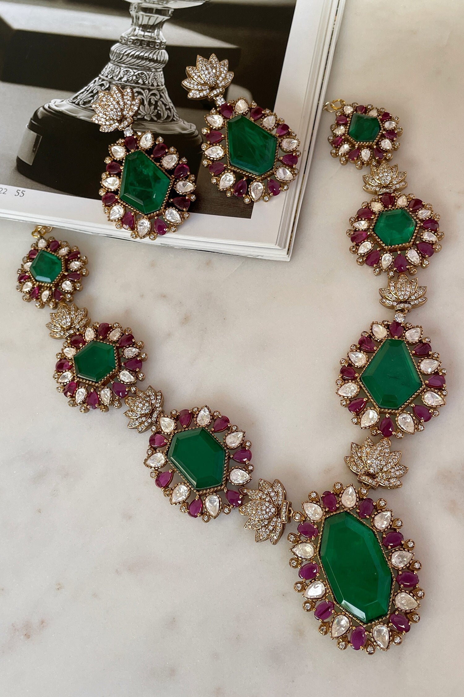 Green Designer Necklace & Earring Set 