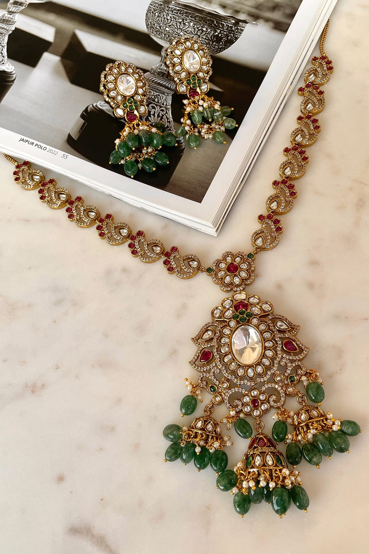 Designer Green Necklace & Earring Set 