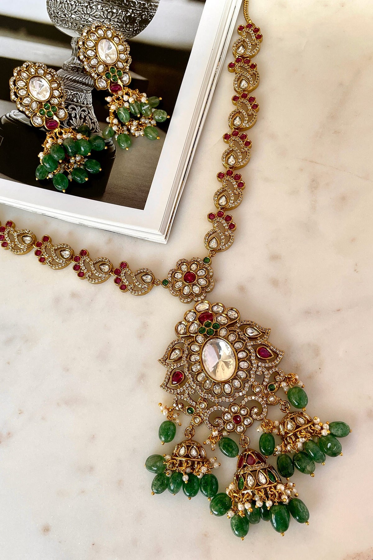 Designer Green Necklace & Earring Set 