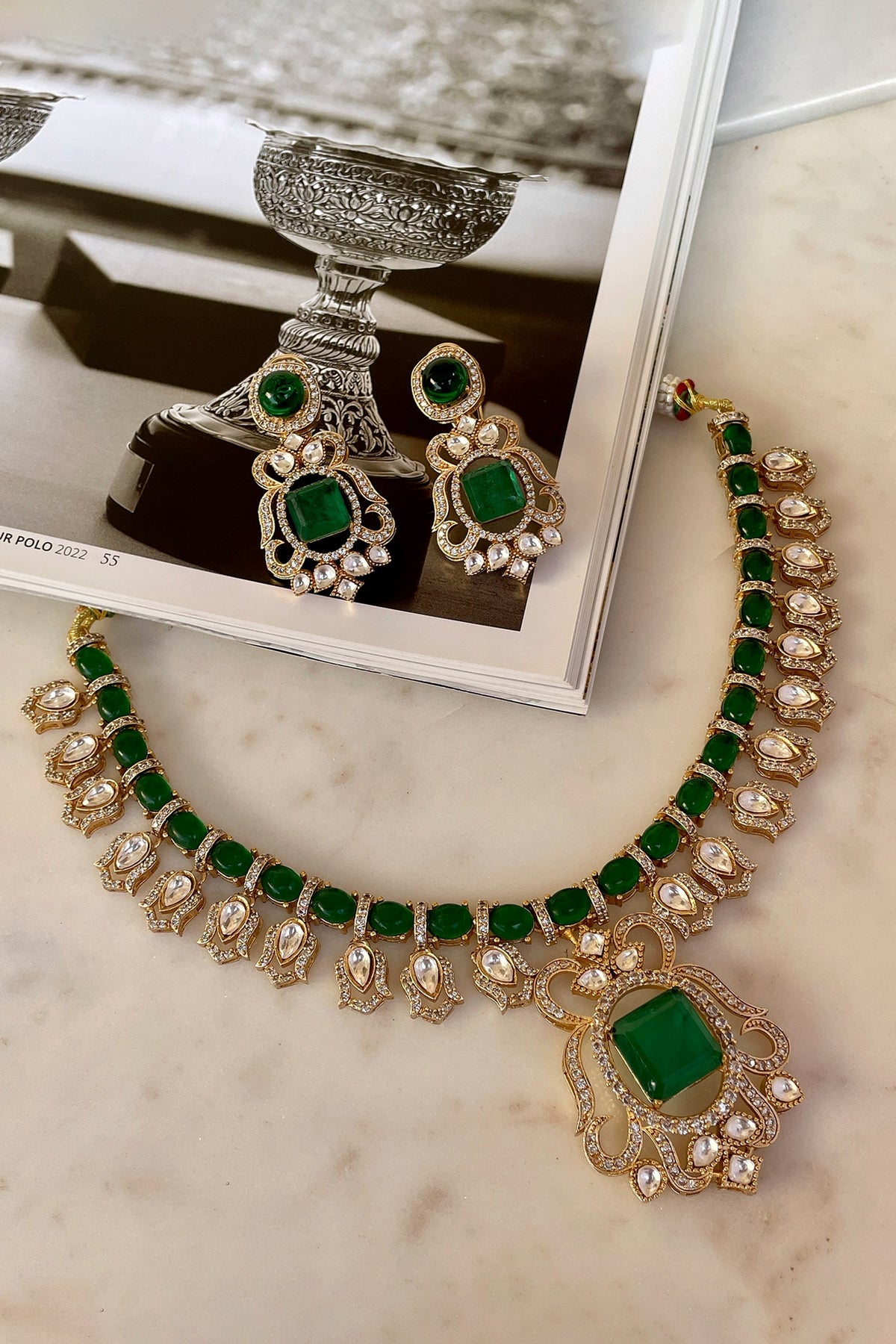 Green Designer Necklace & Earring Set 