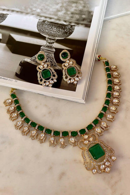 Green Designer Necklace & Earring Set 