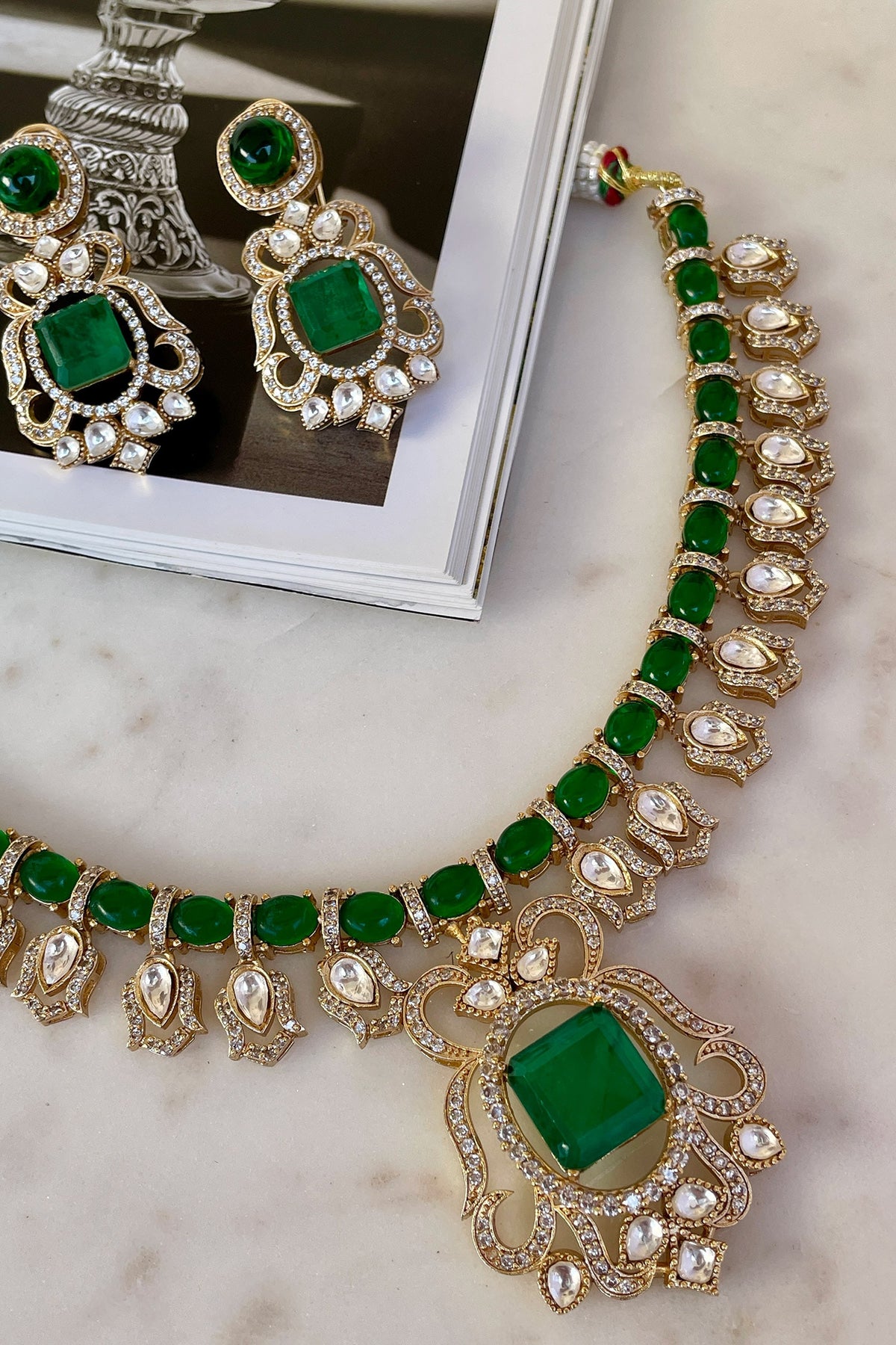 Green Designer Necklace & Earring Set 