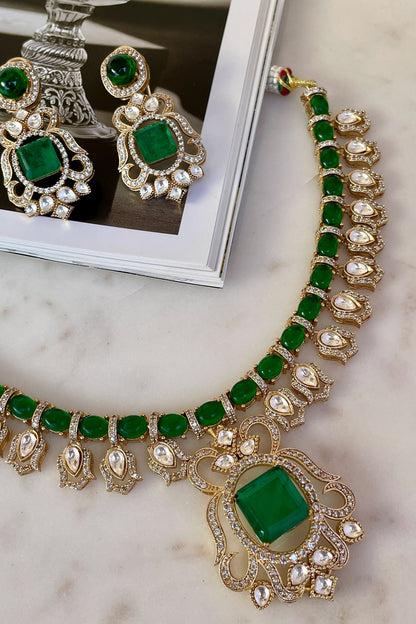 Green Designer Necklace & Earring Set 