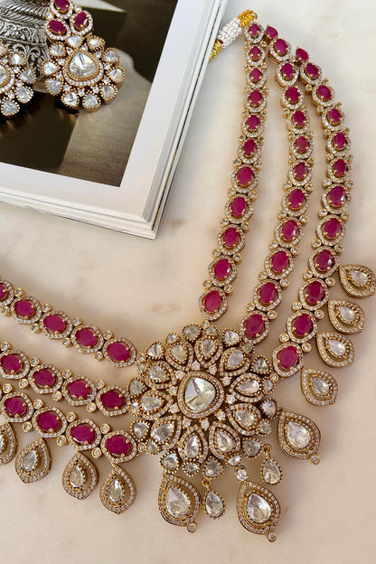 Designer Pink Necklace & Earring Set 