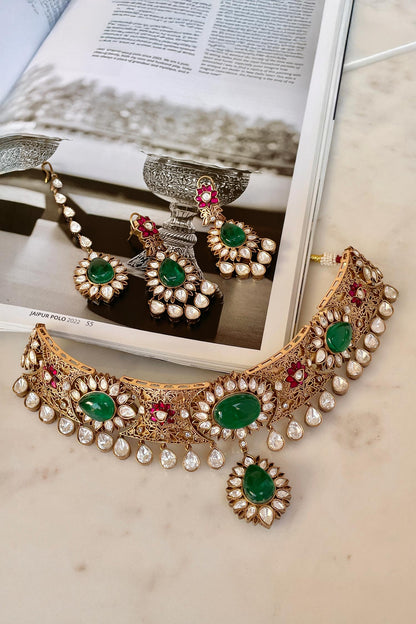 Designer Green Necklace & Earring Set 