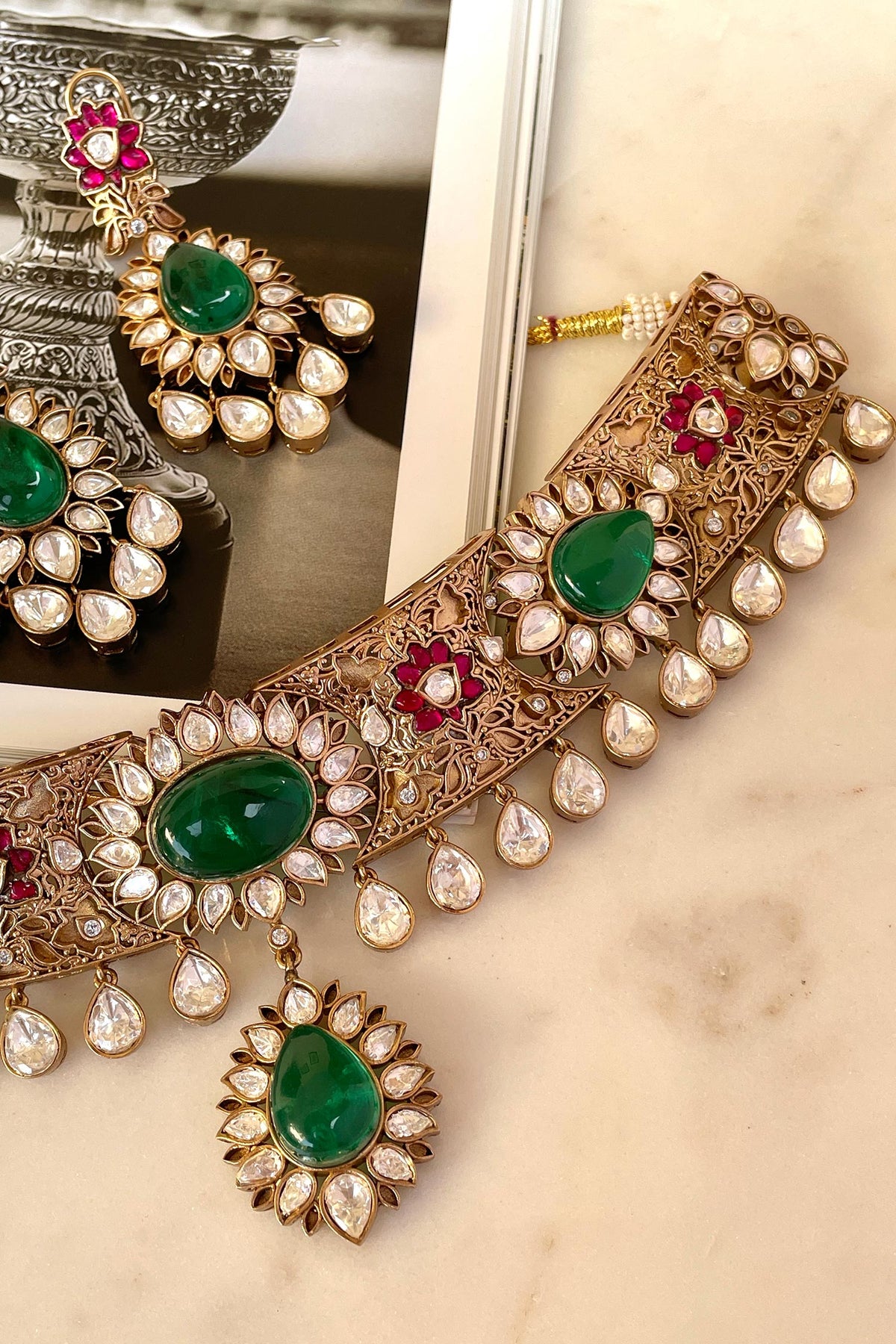 Designer Green Necklace & Earring Set 
