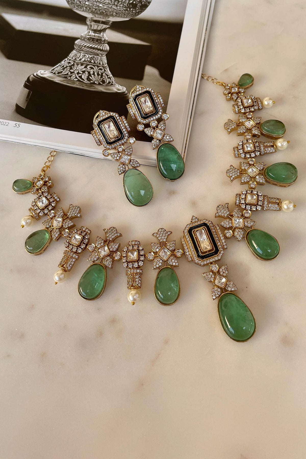 Designer Green Necklace & Earring Set 