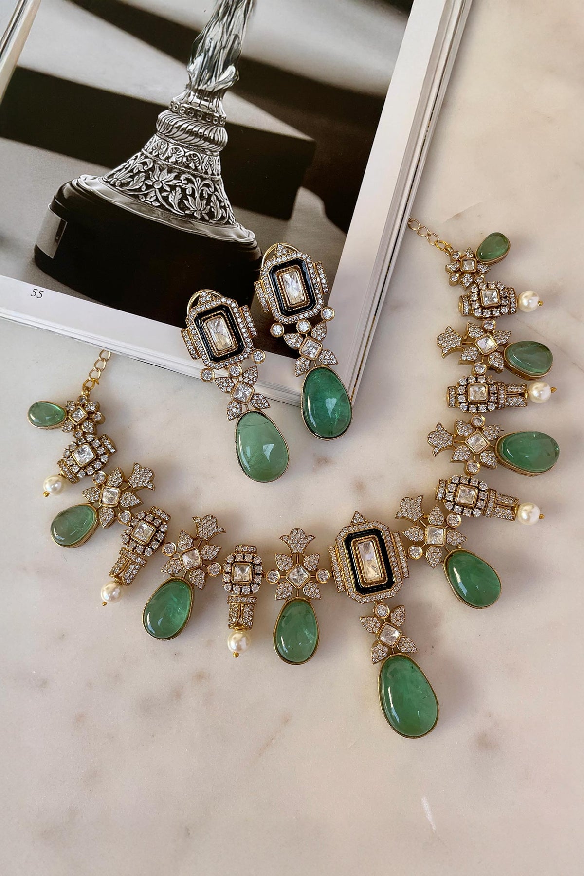 Designer Green Necklace & Earring Set 