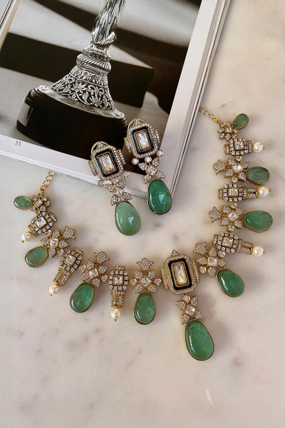 Designer Green Necklace & Earring Set 