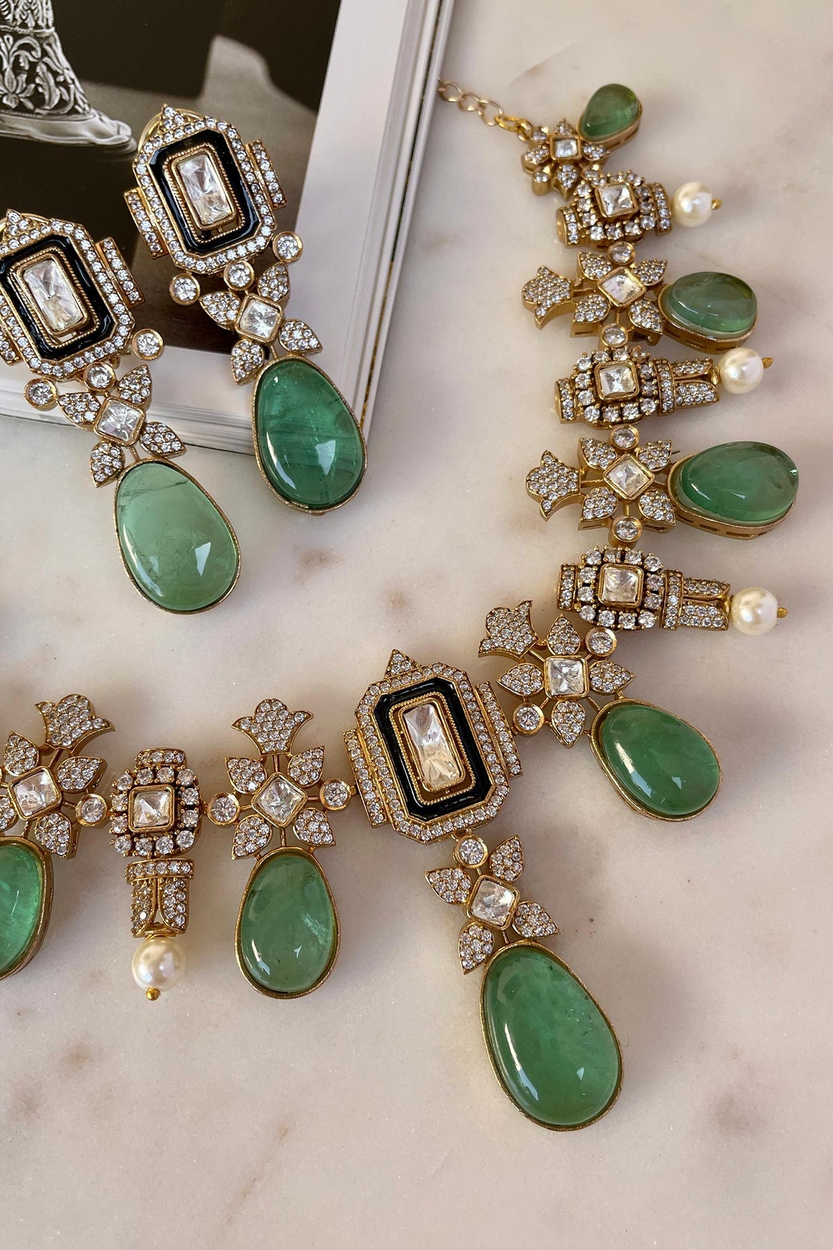 Designer Green Necklace & Earring Set 