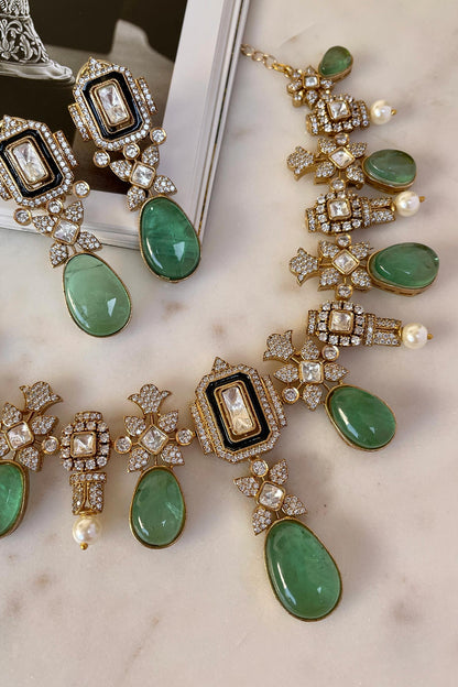 Designer Green Necklace & Earring Set 