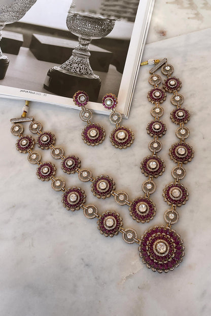 Designer Pink Necklace & Earring Set 