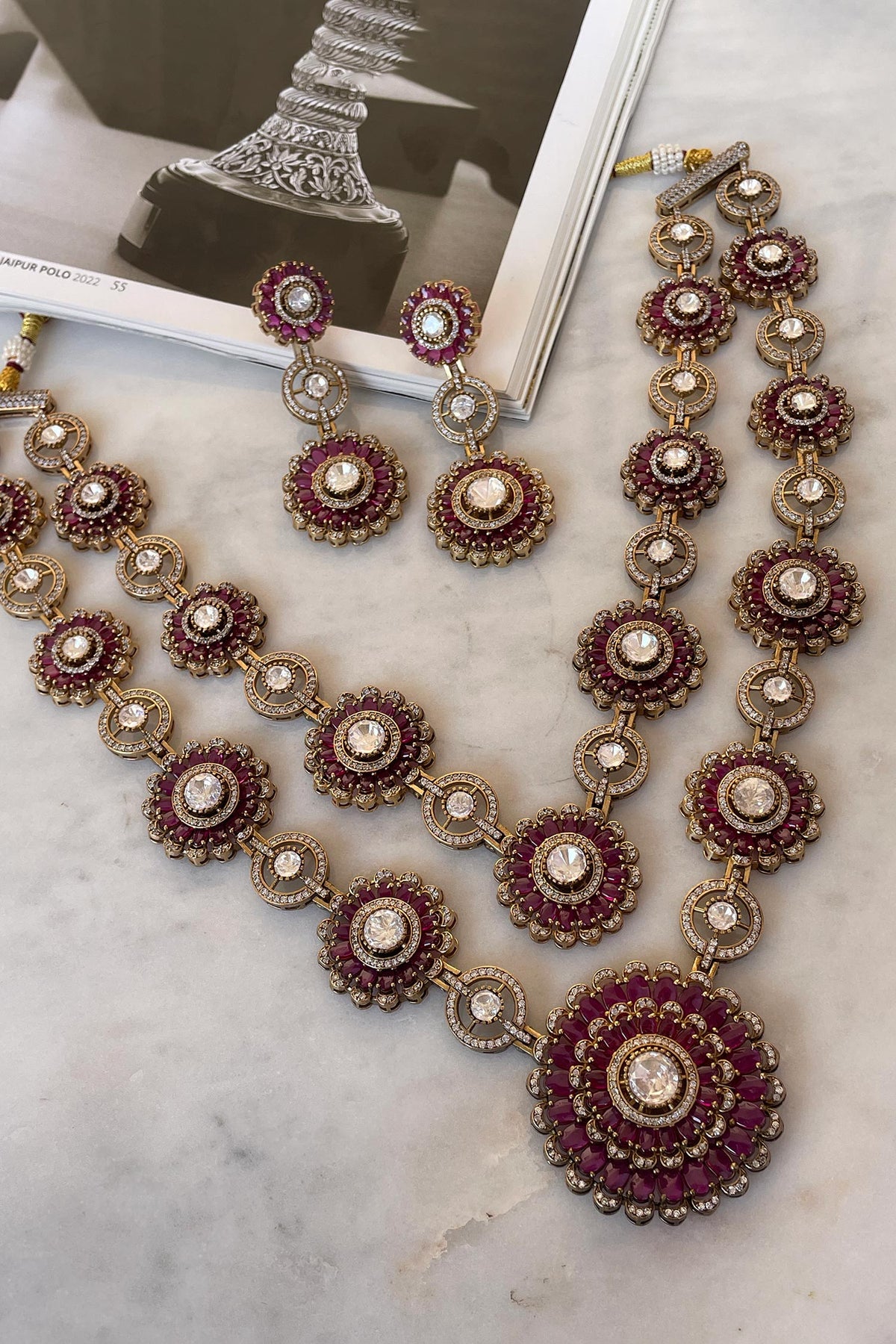 Designer Pink Necklace & Earring Set 