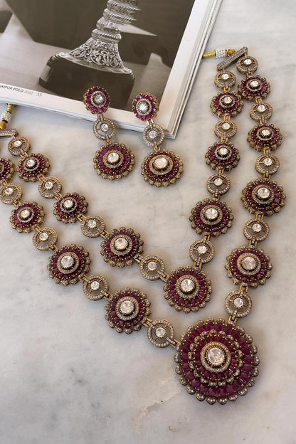 Designer Pink Necklace & Earring Set 