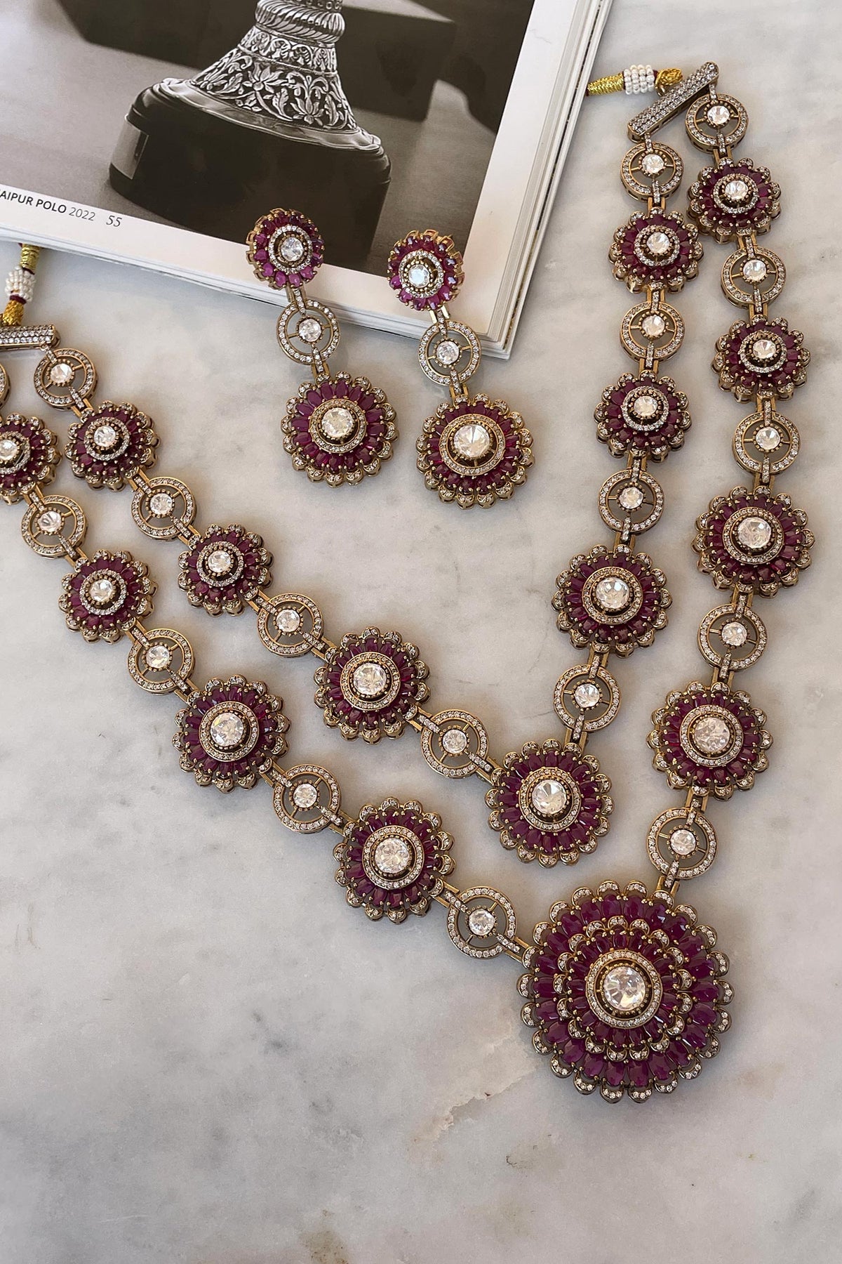 Designer Pink Necklace & Earring Set 