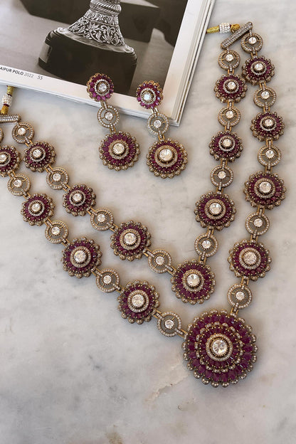 Designer Pink Necklace & Earring Set 