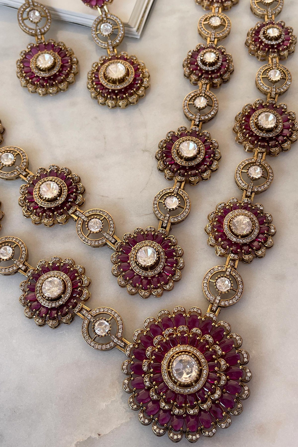 Designer Pink Necklace & Earring Set 